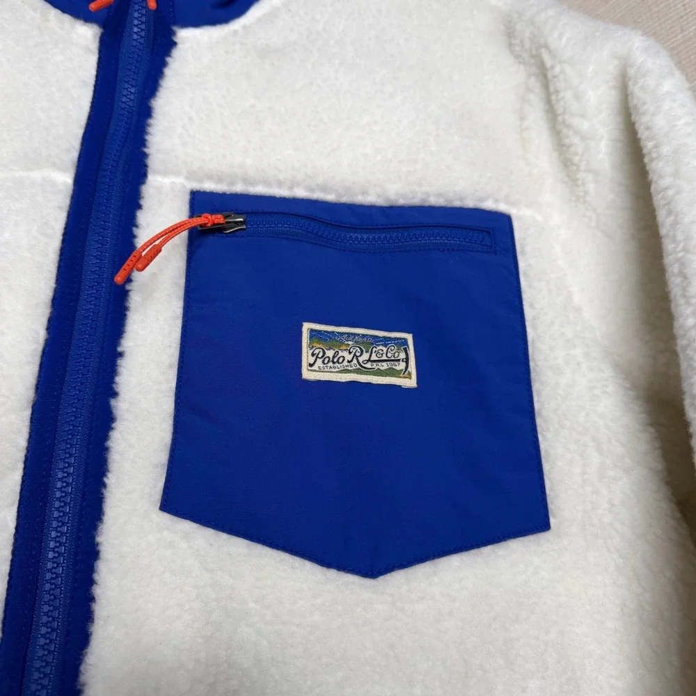 NWT Polo Ralph Lauren Bonded Pile Fleece Jacket Full Zip Clubhouse Cream Small‎